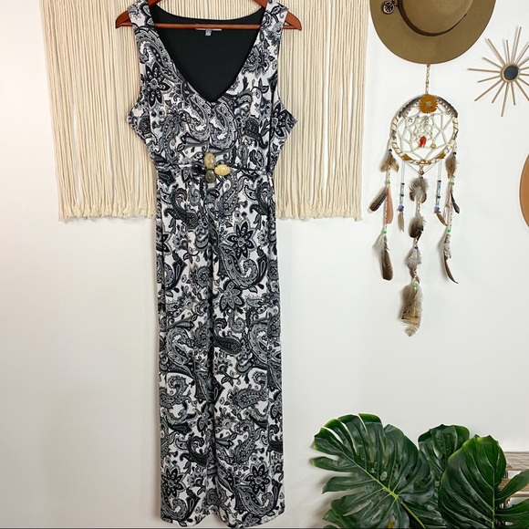 NY Collection Dresses & Skirts - NY Collection Paisley Black & White Sleeveless Maxi Dress Size 1X